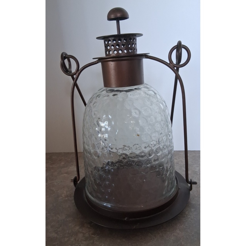 Glass Brass Steel Deck Light Lamp with Candle and Hanger attached to Outside Lmp